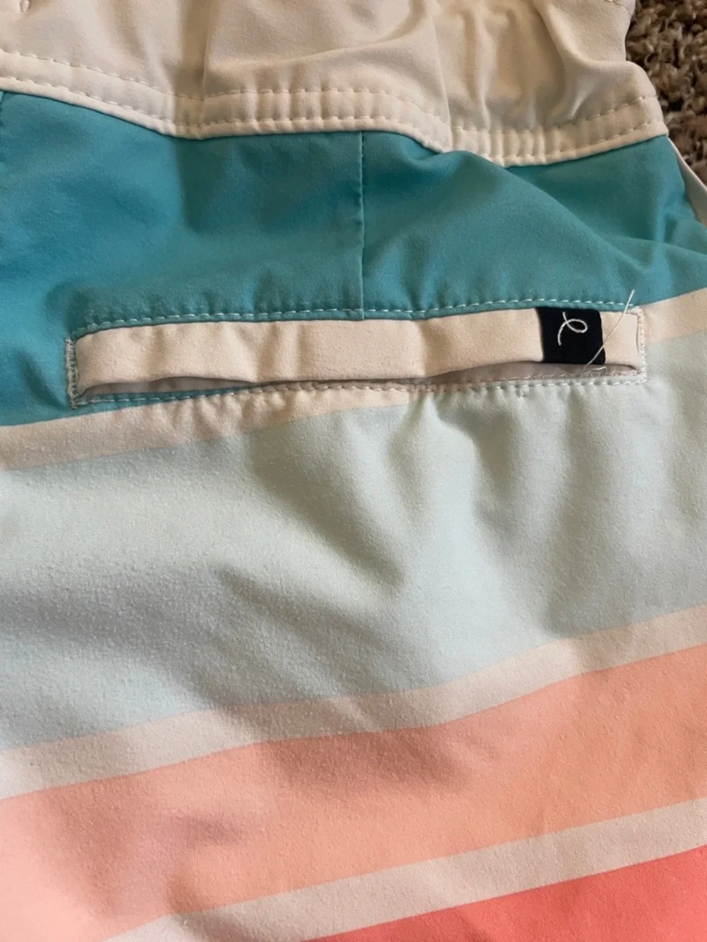 art class Boys Striped Swim Trunks - Teal, Coral, Lime, Gray
